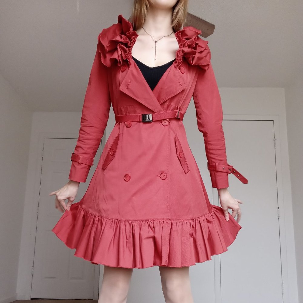 Quirky Red Ruffled Womens Jacket